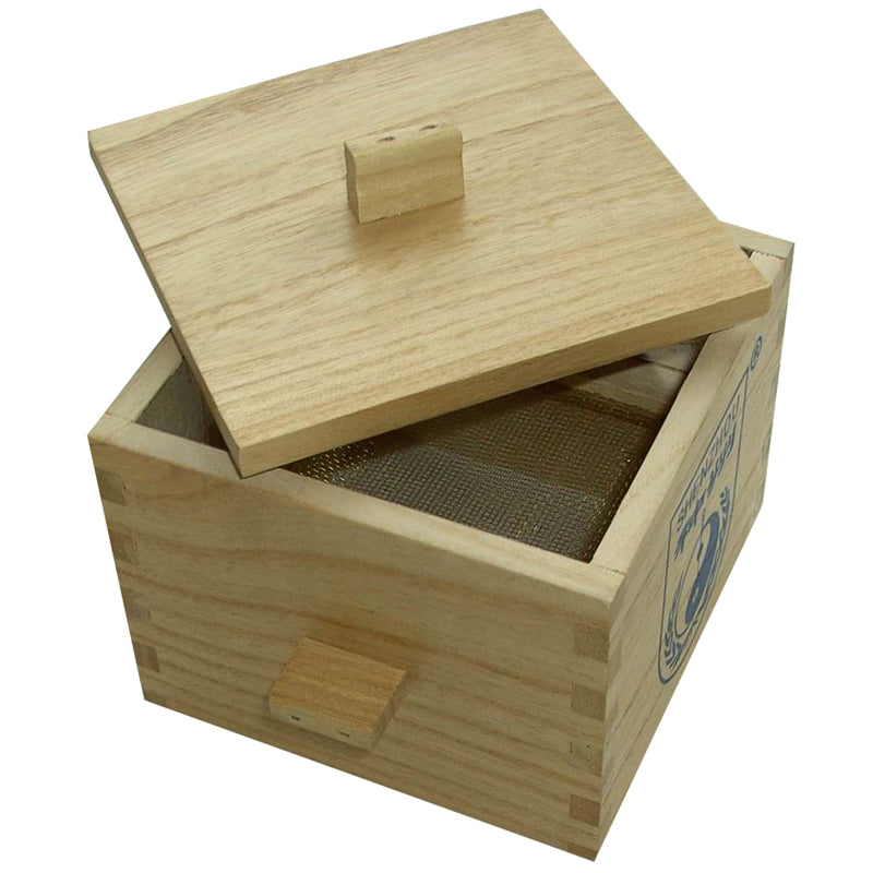 Moxa-Box aus Holz mit Metallgitter, 12,6 x 12,6 x 10,5 cm