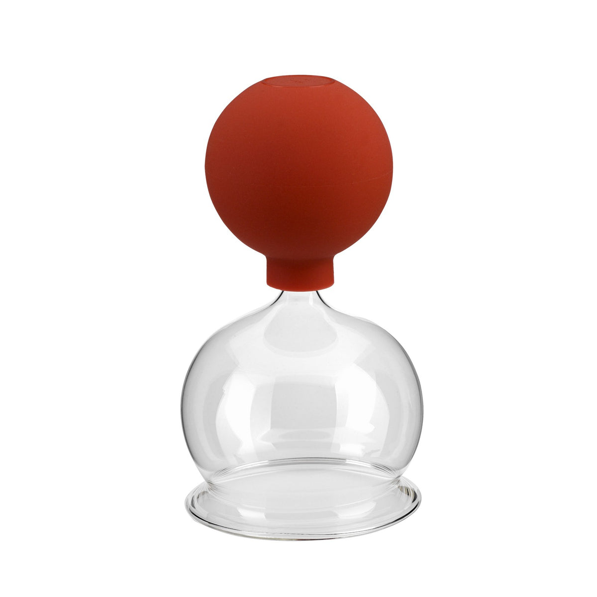 Schröpfglas mit Olive und Saugball, mundgeblasen, Ø 2–7 cm
