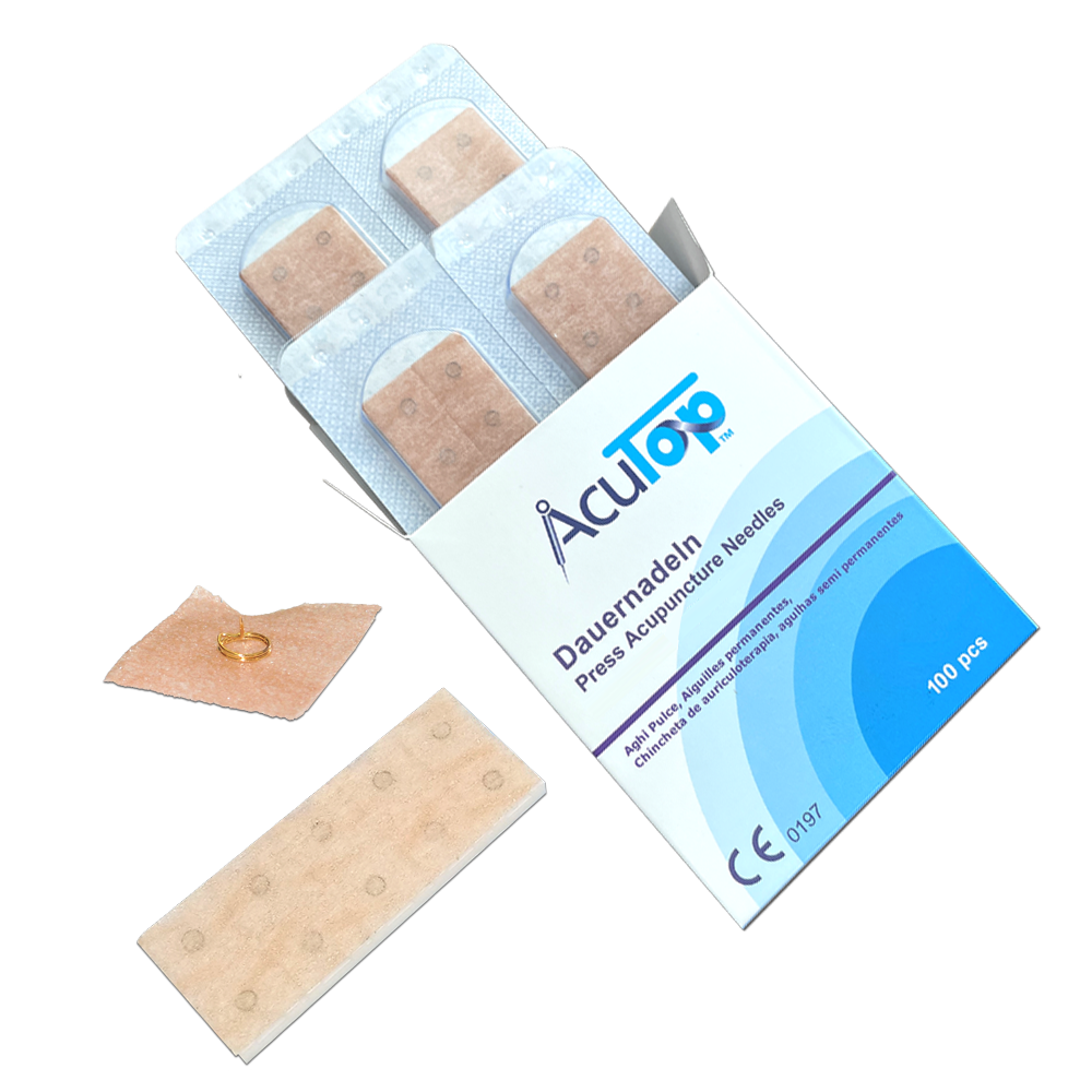 AcuTop Dauernadeln (Press Needles) gold auf beigem Pflaster