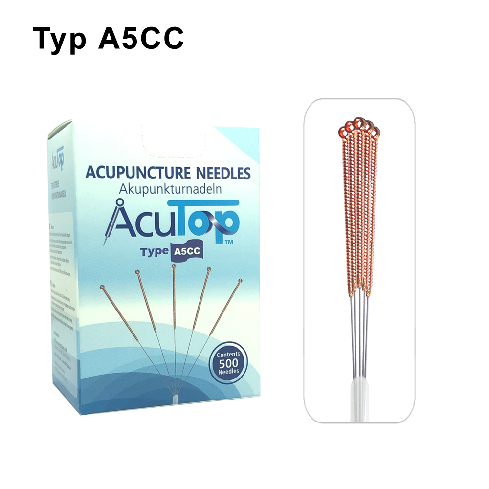 AcuTop Typ A5CC Akupunkturnadeln mit Kupfergriff, 5 Nadeln pro Blister