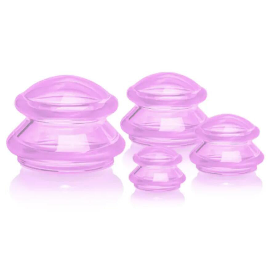 Massage-Cup-Set aus Silikon mit Samtbeutel, 4 Grössen – pink oder blau